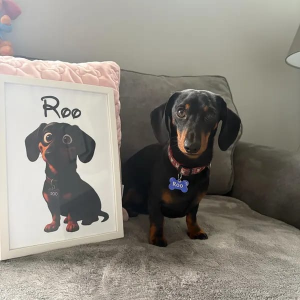 Customer photo review of Cartoon Pet Portrait