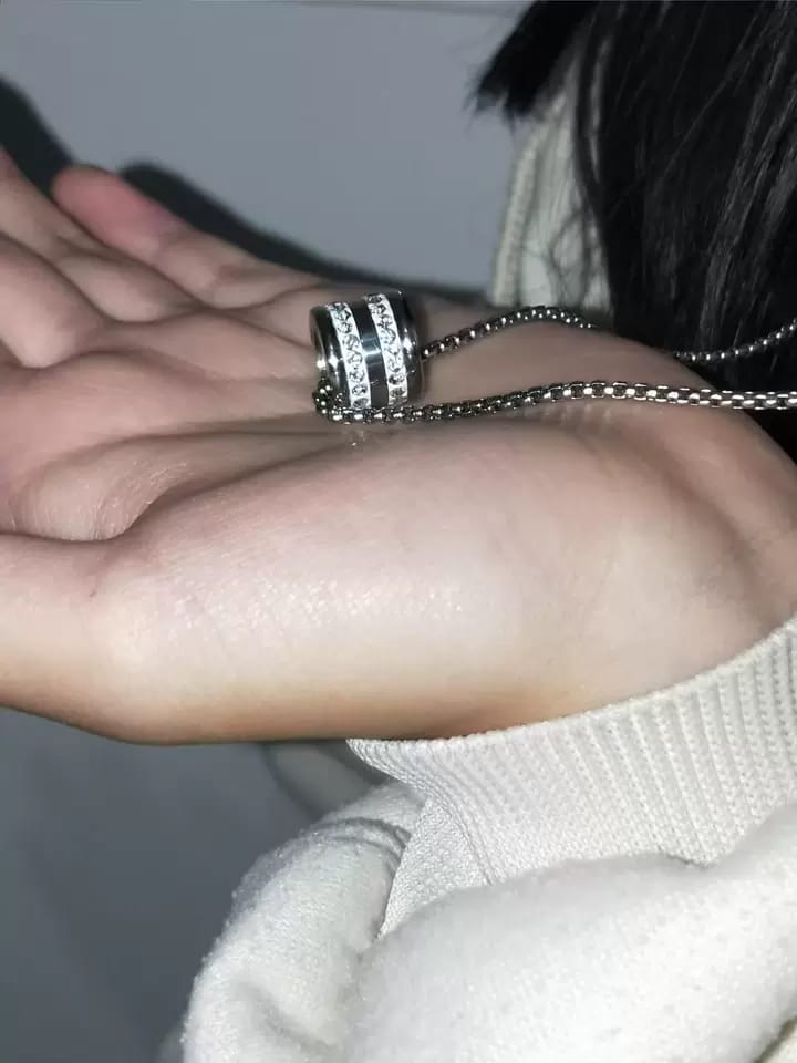Customer photo review of Pavé Barrel Necklace