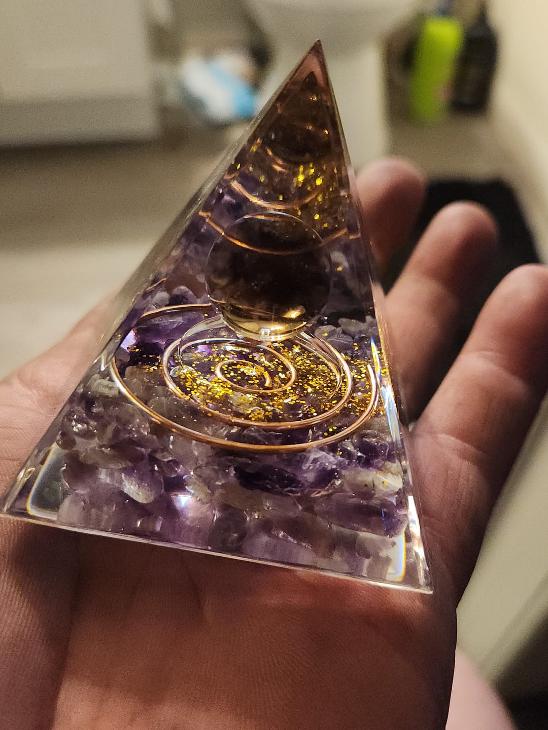 Customer photo review of Smoky Quartz Amethyst Obsidian Pyramid