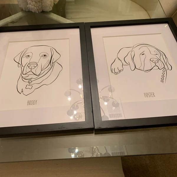Customer photo review of Line Art Pet Portrait