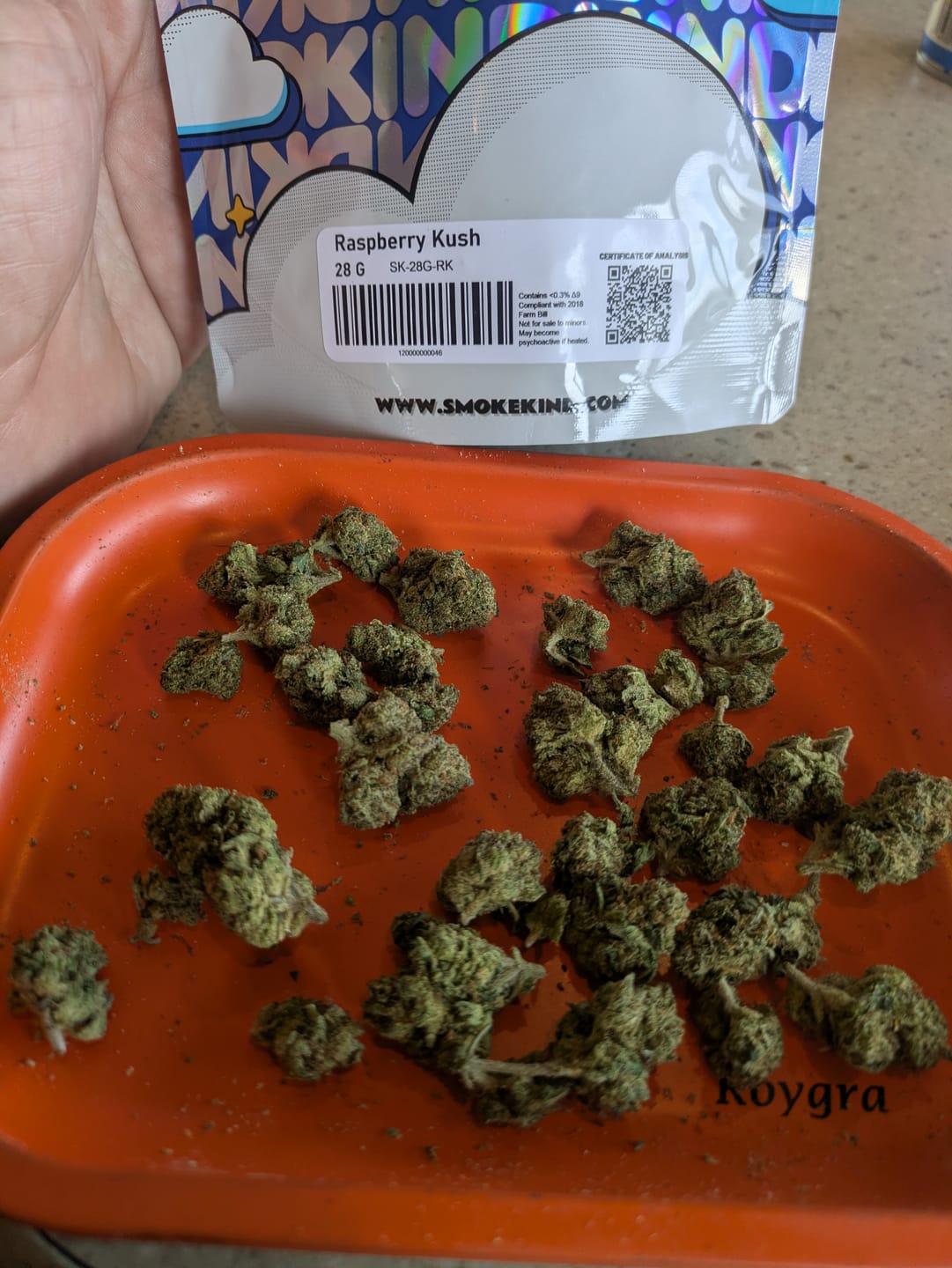 Customer photo review of Raspberry Kush - 28 Grams - Indica