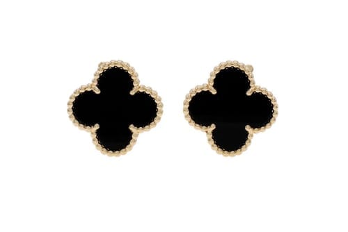 Customer photo review of 18K Celestial Vintage Alhambra Black Earrings