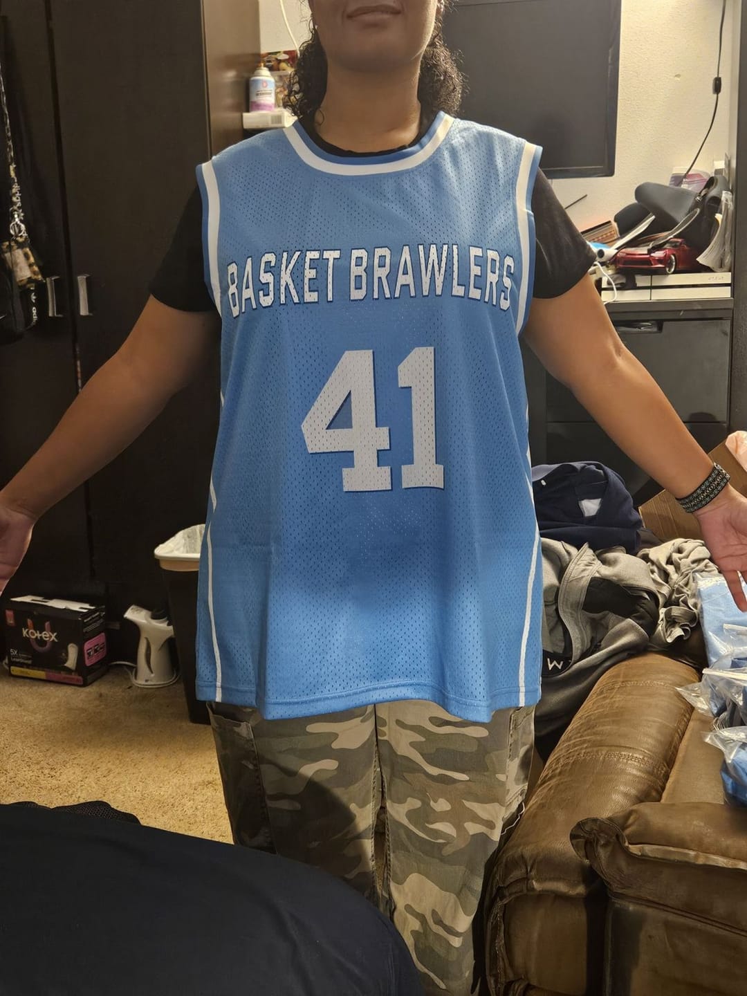 Customer photo review of Custom Reversible Light Blue & White Basketball Jersey | Personalized Team Name & Number - Vosoli