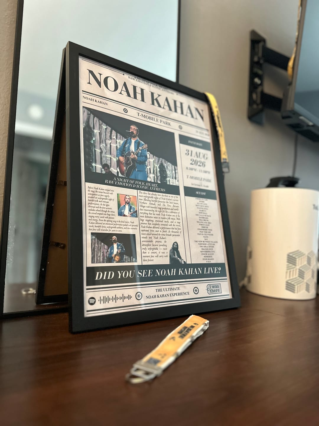 Customer photo review of Noah Kahan - Personalised Newspaper Style Concert Poster (USA Tour)
