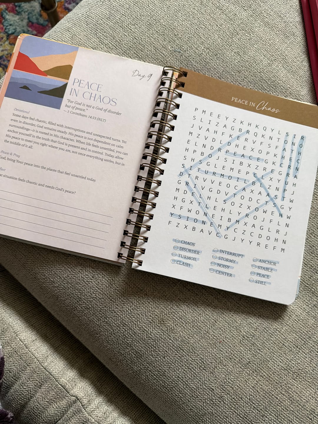 Customer photo review of Be Still: Word Search Devotional for Peace & Rest in God