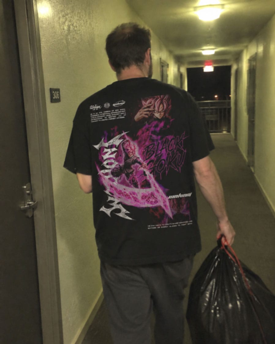 Customer photo review of Dragon Ball | Black Goku Oversized Heavyweight Washed Tee