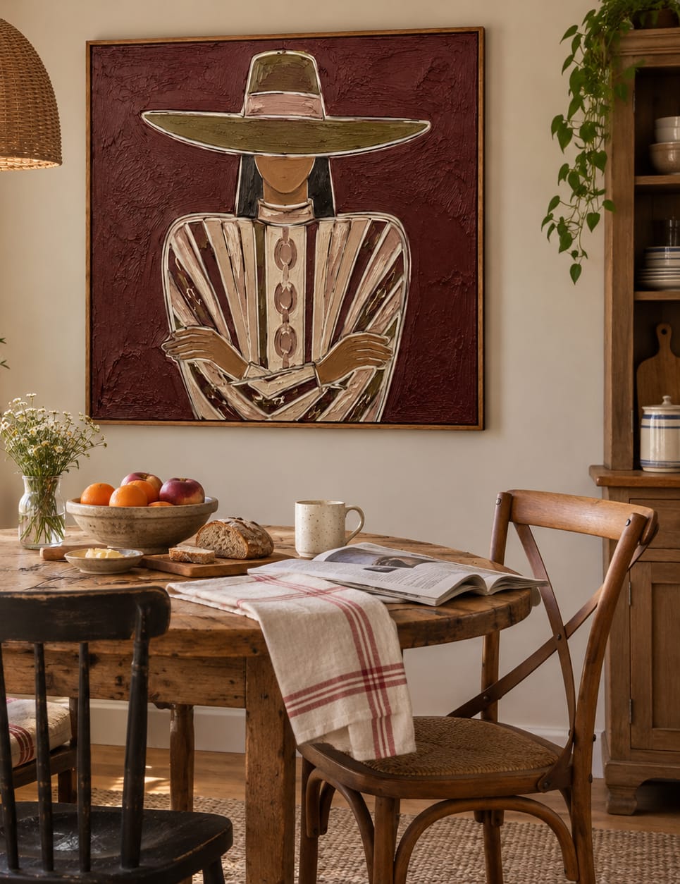 Customer photo review of Burgundy Muse-Western Woman Oil Painting