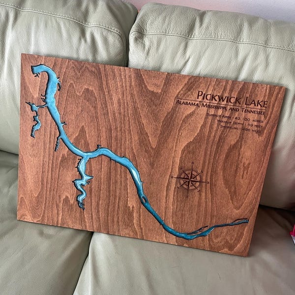 Customer photo review of Custom Lake Maps for Lake House & Cabin Decor