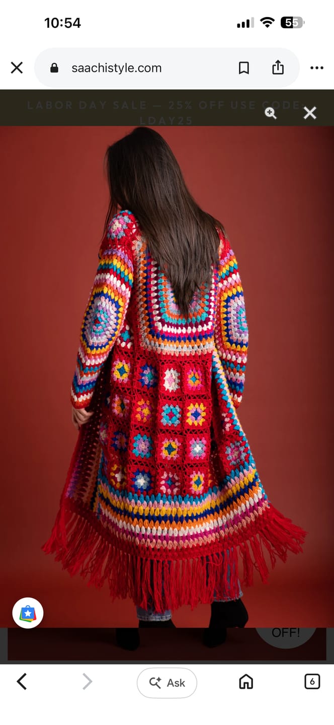Customer photo review of Fringed Crochet Kimono Long