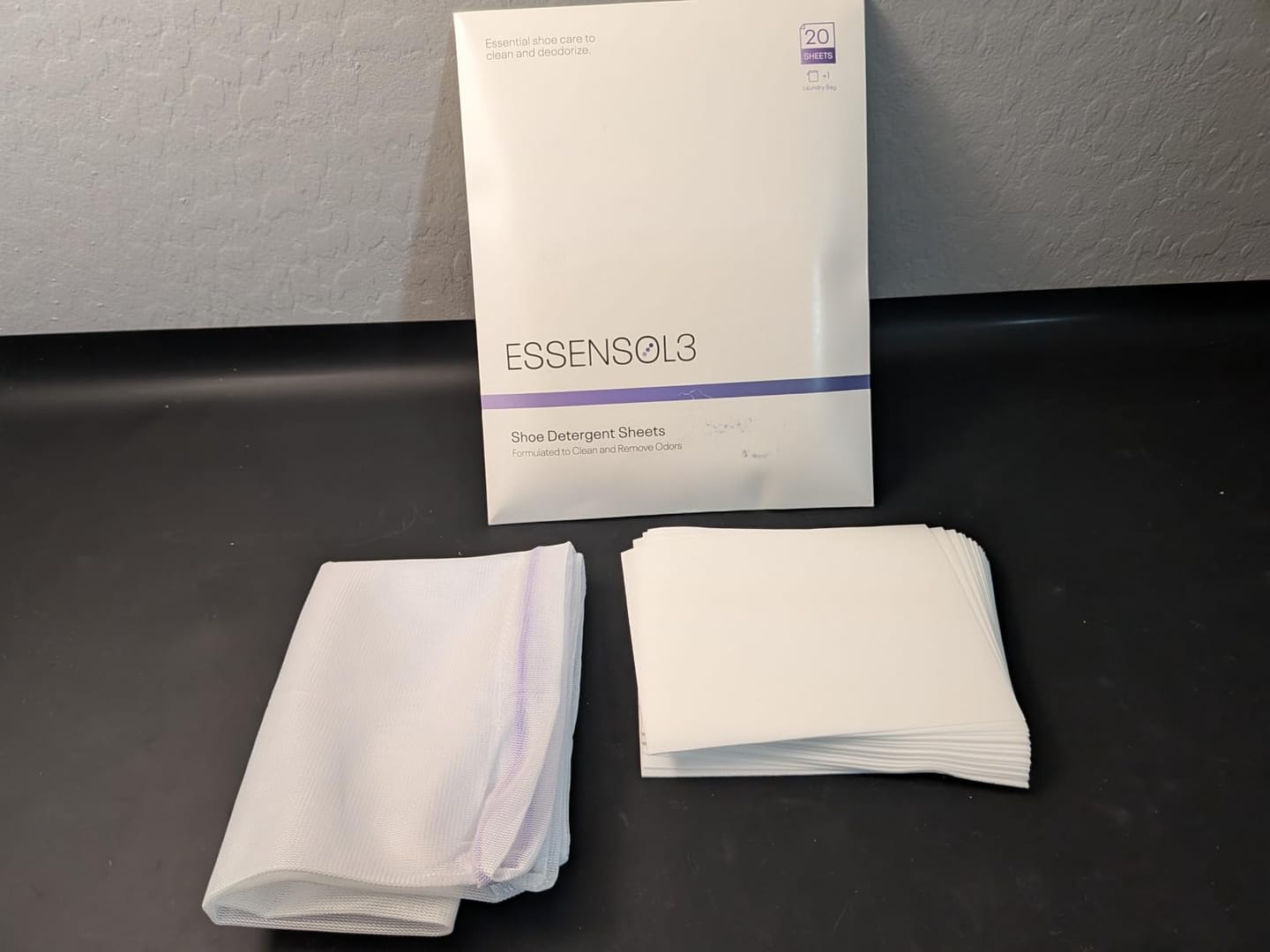 Customer photo review of Shoe Detergent Sheets