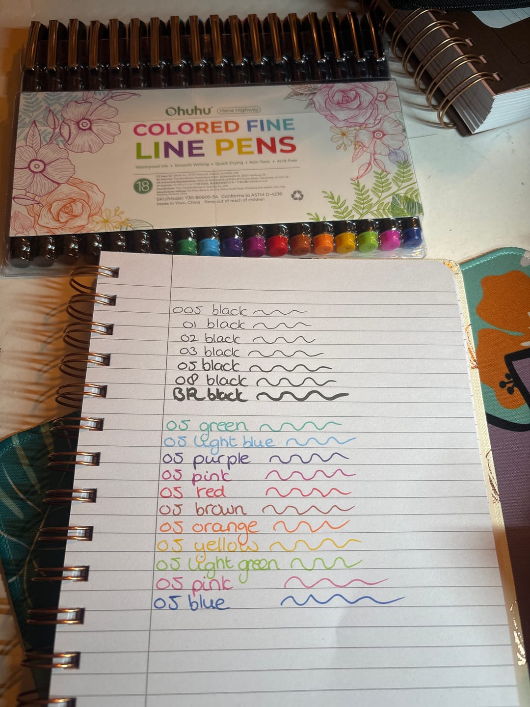 Customer photo review of Ohuhu Hana Highway Fineliner Drawing Pens,18 Pack