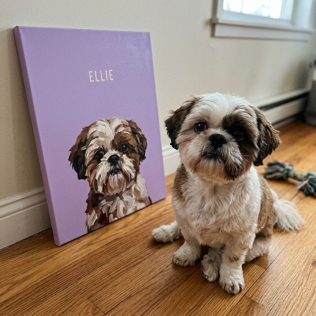 Customer photo review of Custom Pet Portrait Thick Canvas — Personalized Pet Wall Art