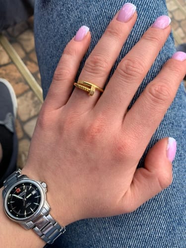 Customer photo review of 18K Celestial Yellow Gold Knot Double Row Diamonds Ring