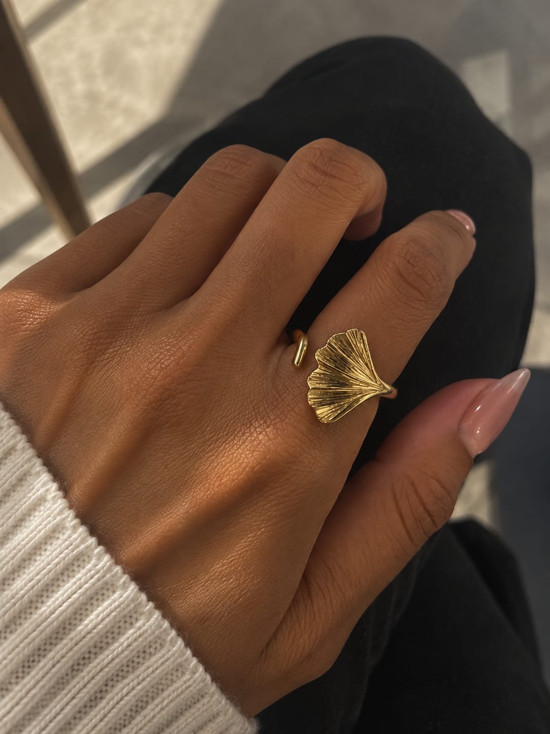 Customer photo review of Ginkgo Leaf Gold Ring