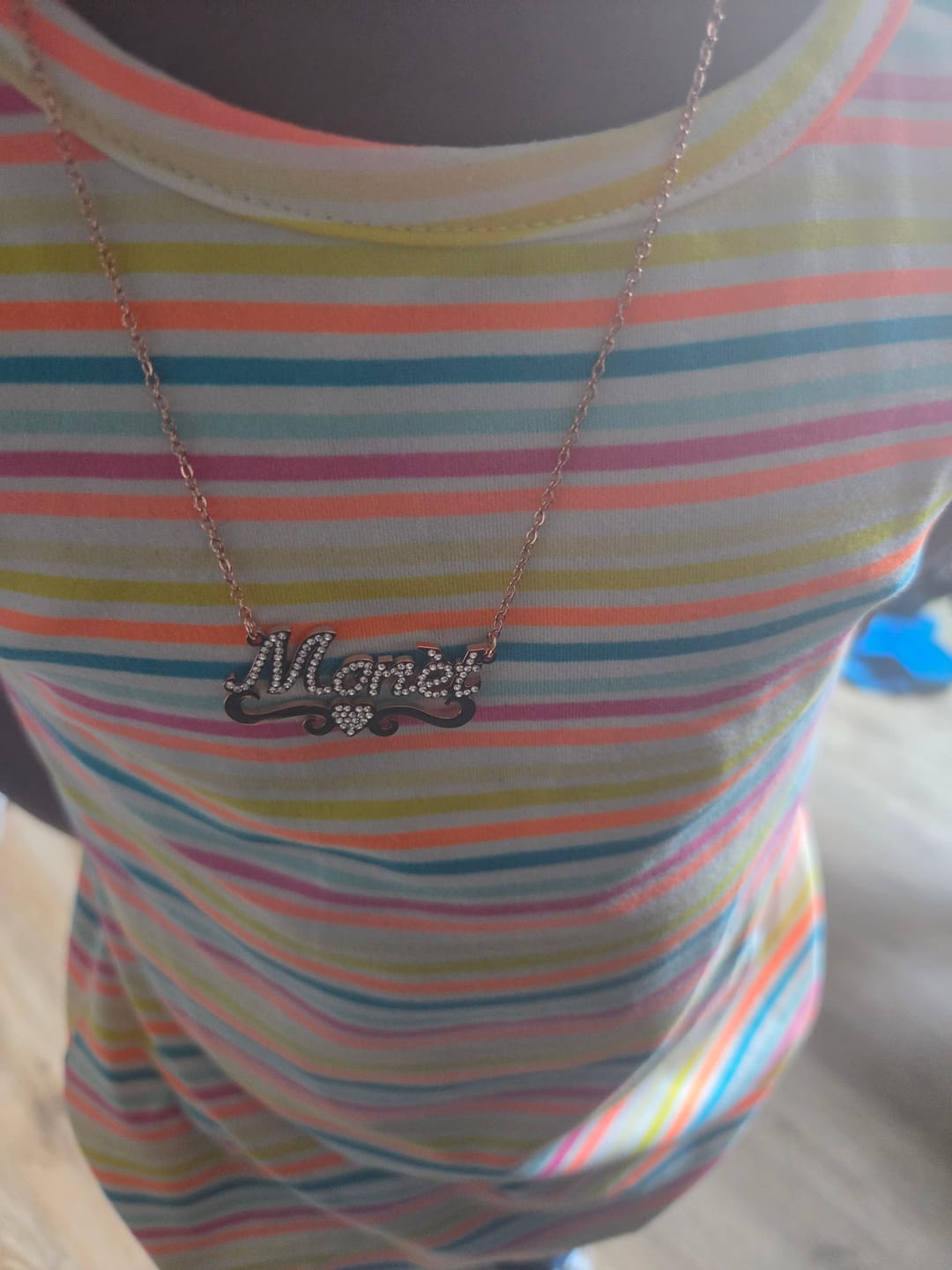Customer photo review of Iced Heart Name Necklace