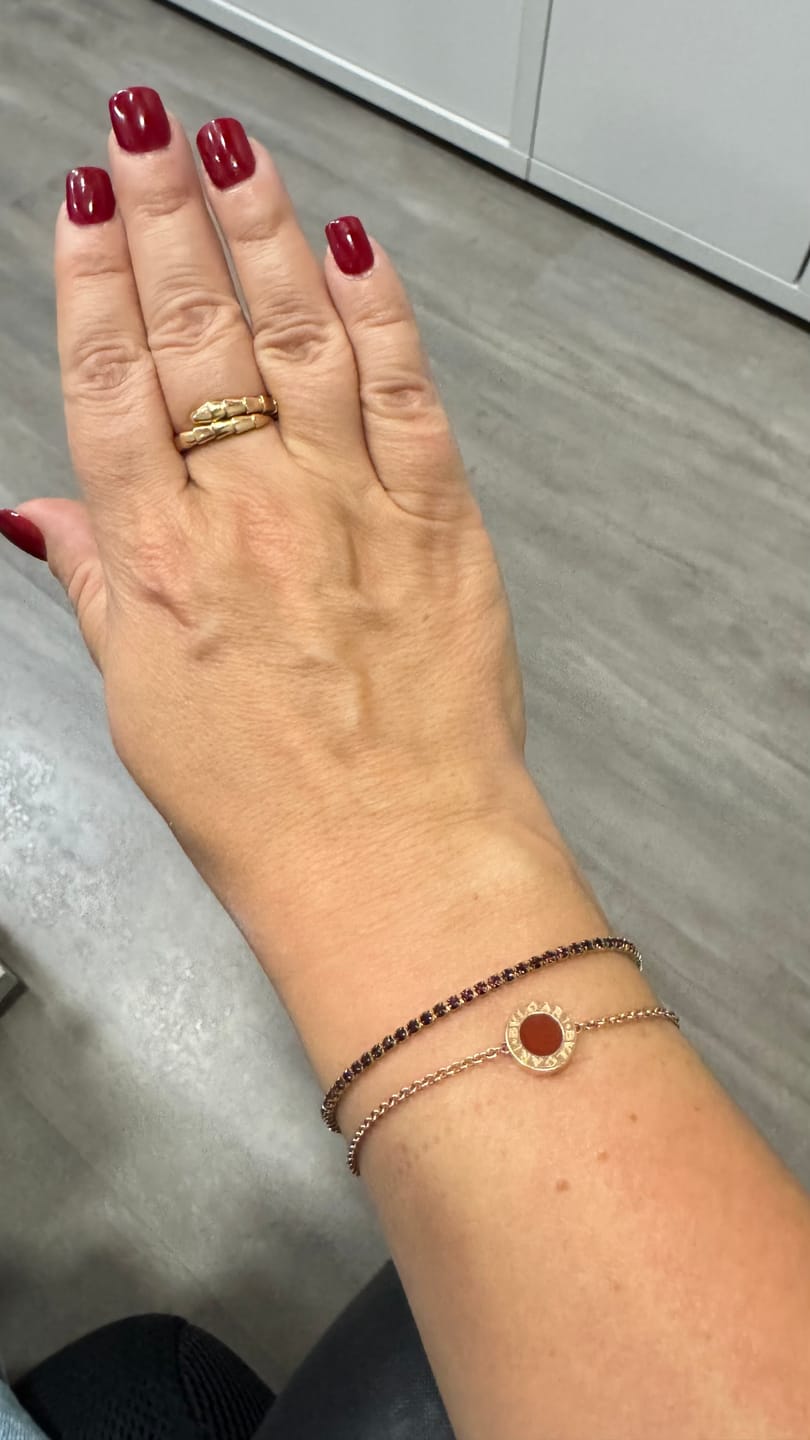 Customer photo review of Ava Petite Gold Burgundy Bracelet