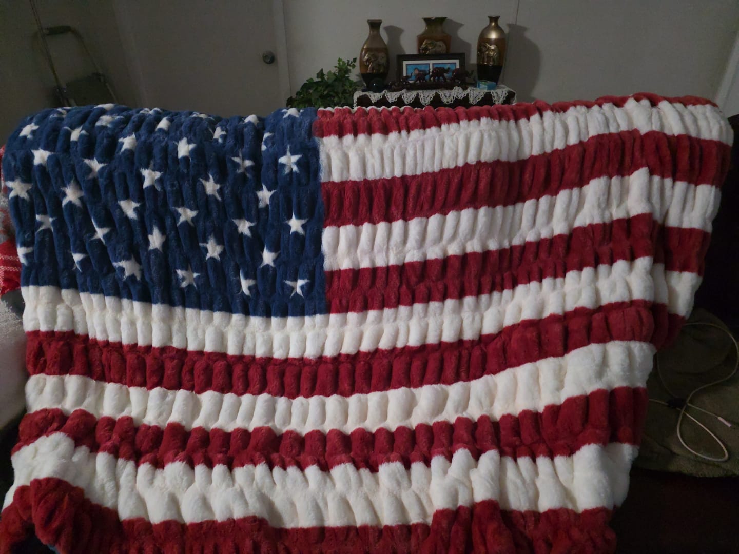 Customer photo review of Hugs Flag Blanket