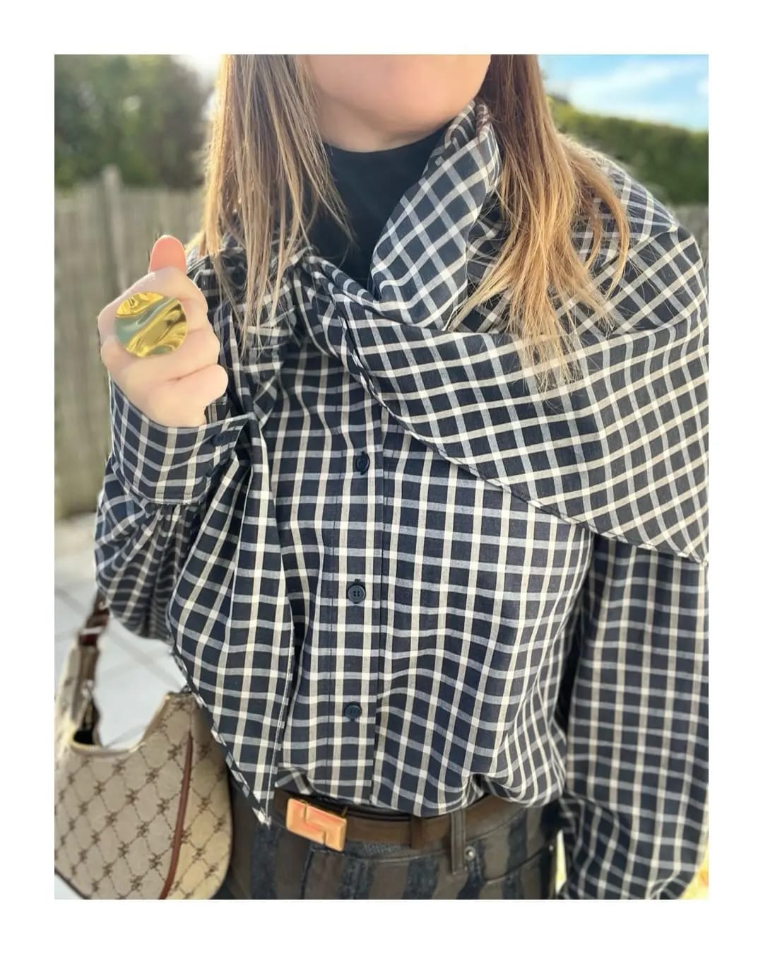 Customer photo review of Nicole Plaid Scarf-Tie Shirt