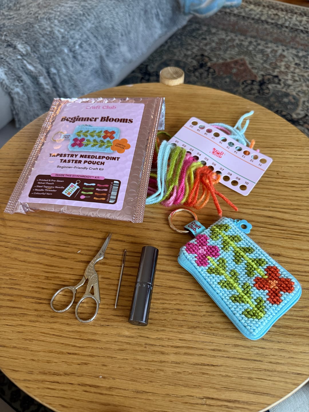 Customer photo review of BEGINNER BLOOMS - Needlepoint Taster Pouch Kit