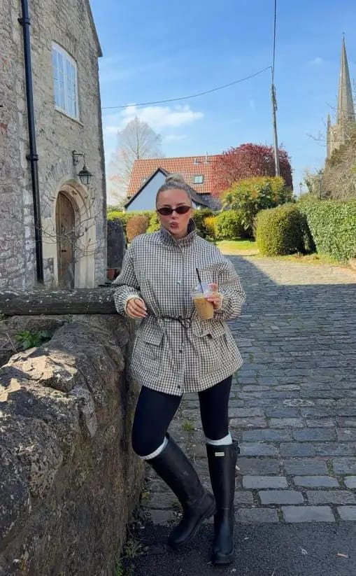 Customer photo review of Amelia High-Neck Plaid Jacket