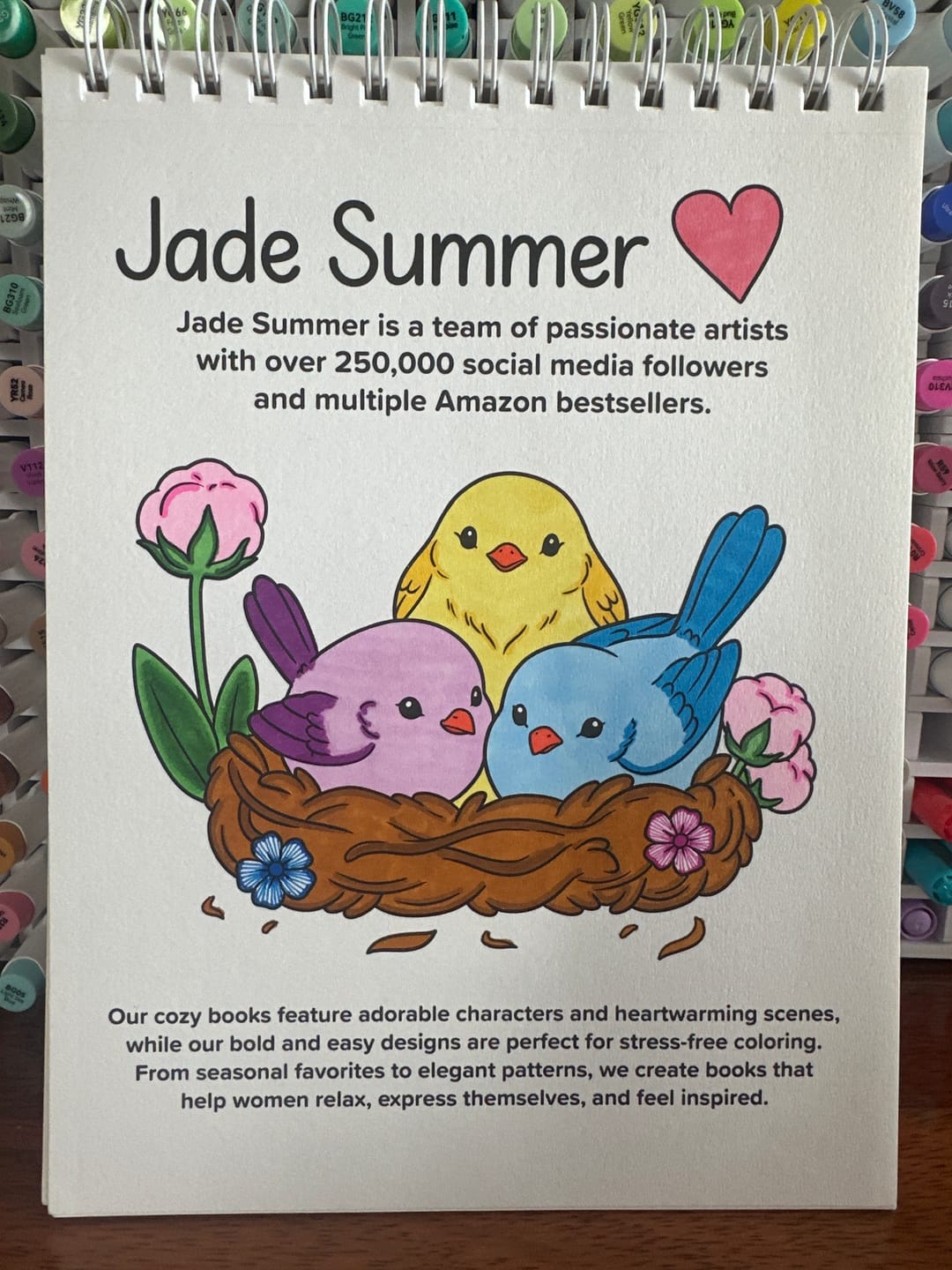 Customer photo review of Ohuhu x Jade Summer Alcohol Markers & Coloring Book Set, 47 Colors + 1 Colorless Blender, Honolulu B, Brush & Fine Dual Tips