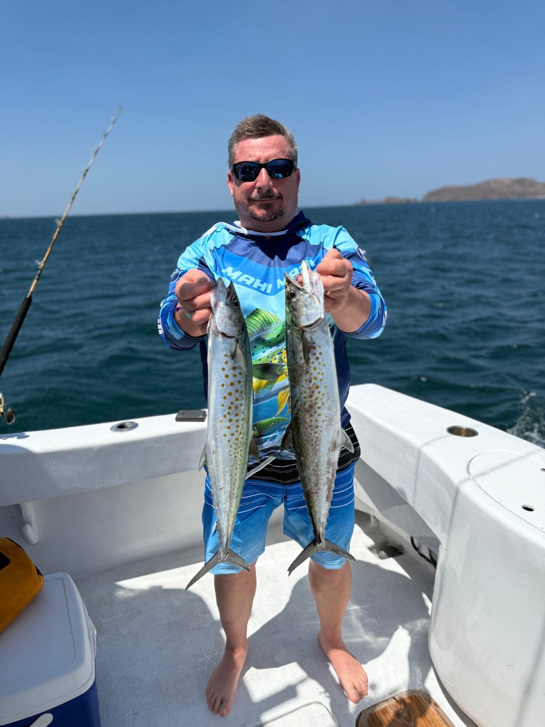 Customer photo review of I'm So Good at Catching Fish That the Fish Tell Stories About Me Rainbow Trout Fishing Tee