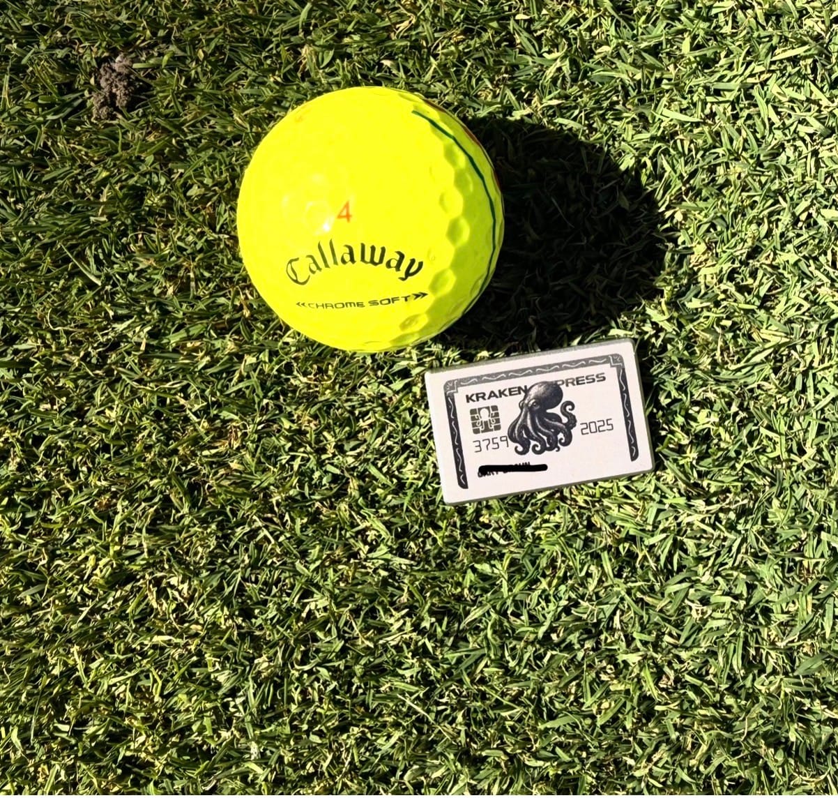 Customer photo review of The Silver Kraken Express Ball Marker | Kraken Titanium Golf Ball Marker