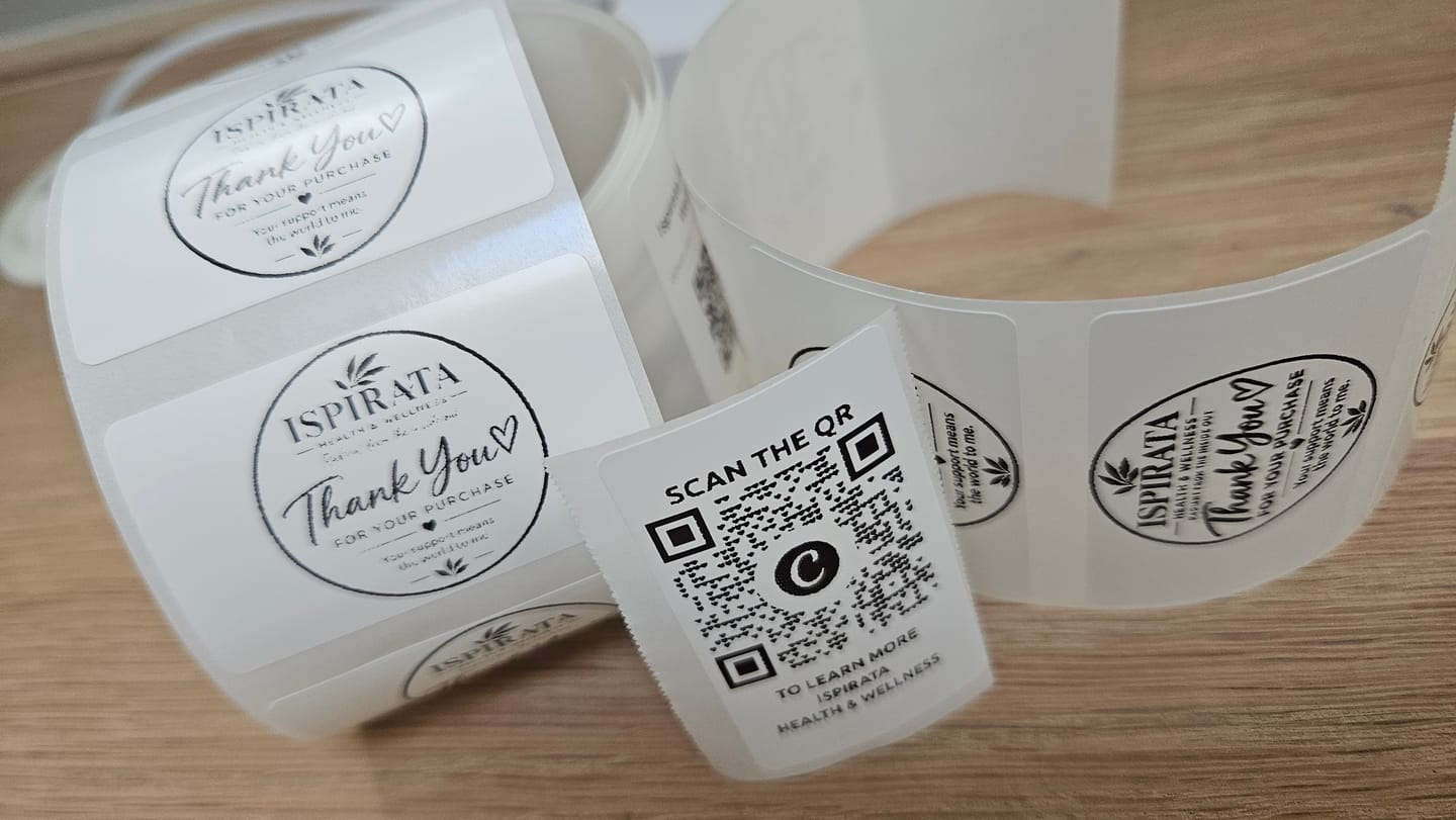 Customer photo review of Large White Round Labels - 50*50mm 150 per roll ⚪️