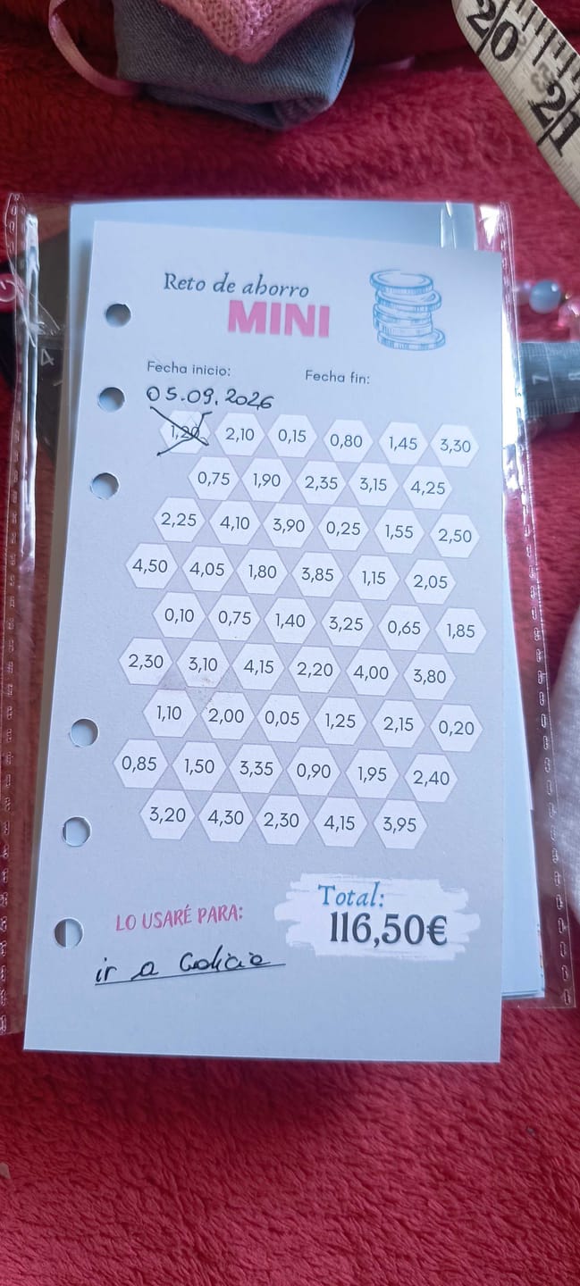 Customer photo review of 20 Hojas de retos de ahorro A6