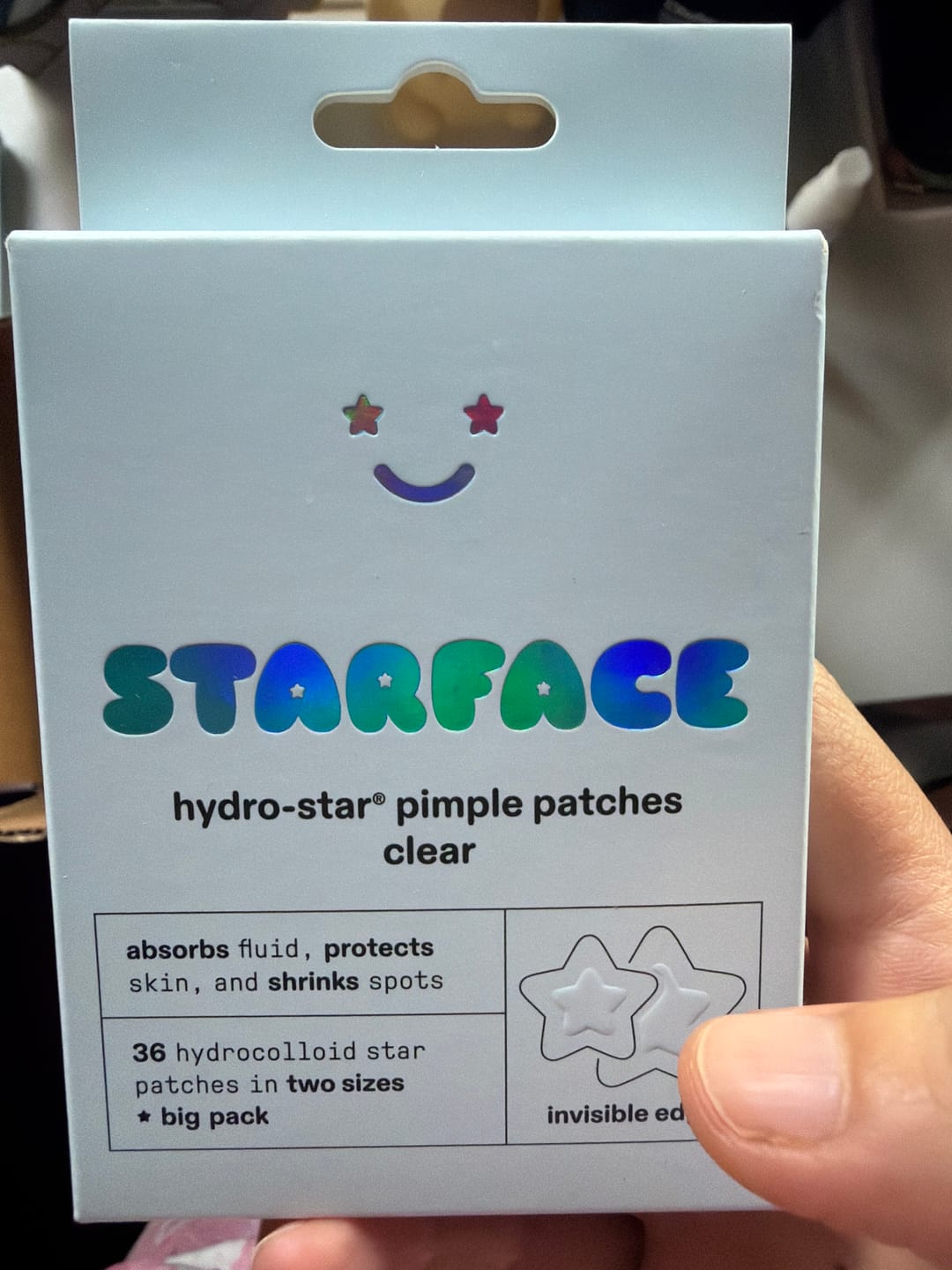 Customer photo review of Starface Hydro-Star Clear Pimple Patches