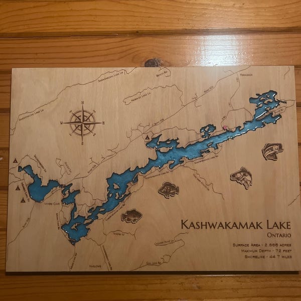 Customer photo review of Custom Lake Maps for Lake House & Cabin Decor