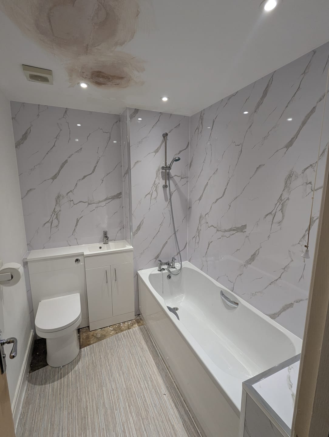 Customer photo review of Premium Carrara White Marble Gloss Shower Wall Panel - 1M x 2.4M
