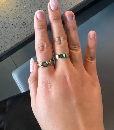 Customer photo review of 18K Celestial Love Wedding 4mm Ring