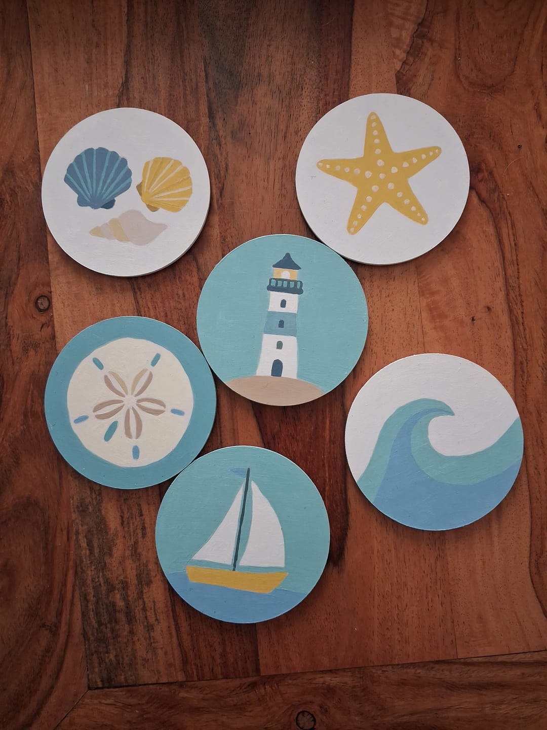 Customer photo review of Peinture par numéros Dessous de Verre 10cm (6 pièces) - Brise Marine