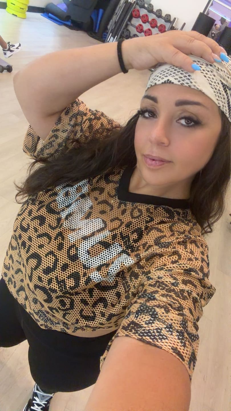 Customer photo review of Zumba Wildbeat Oversized Mesh Top