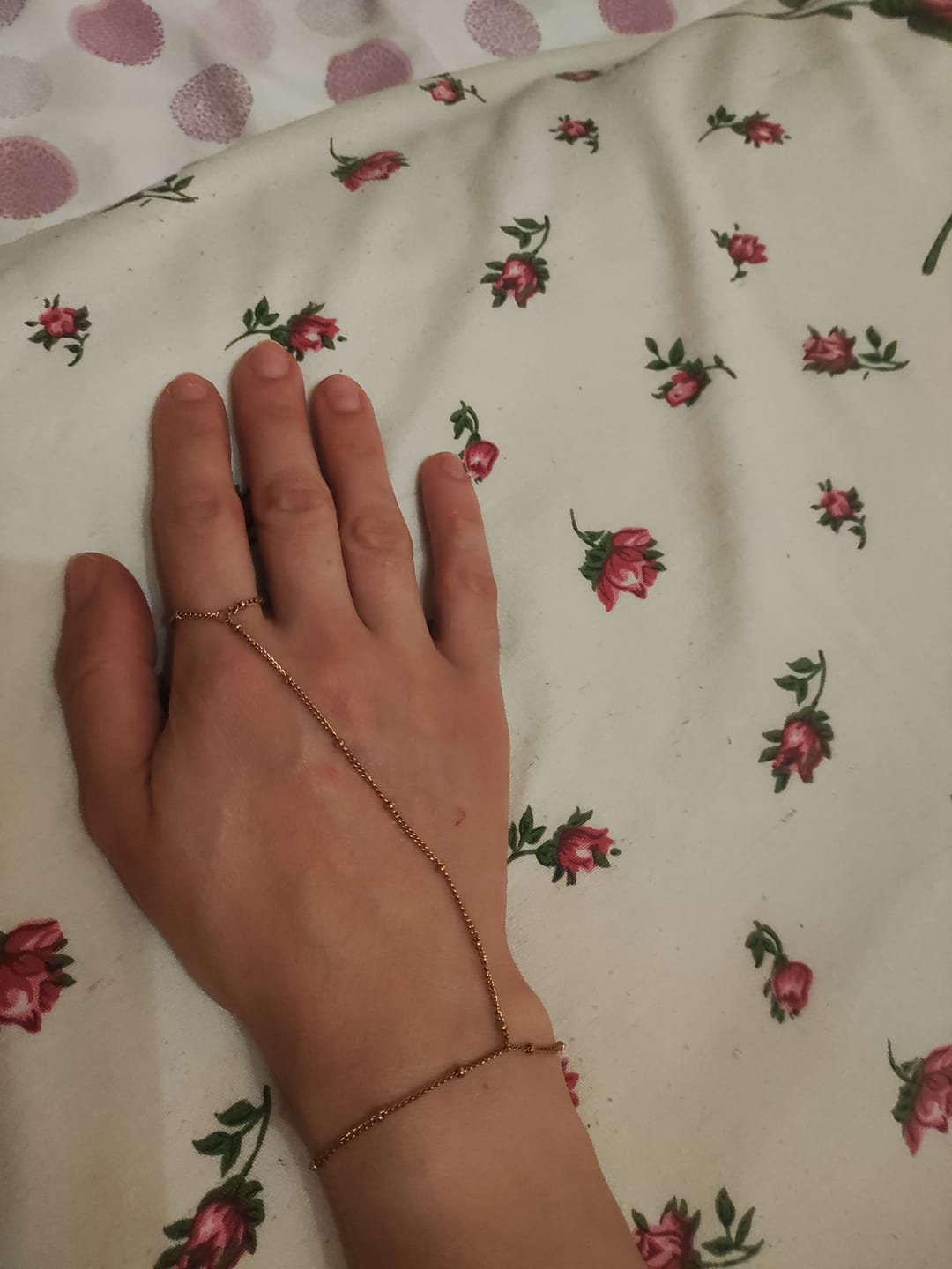 Customer photo review of 18K Gold Hand Chain Bracelet