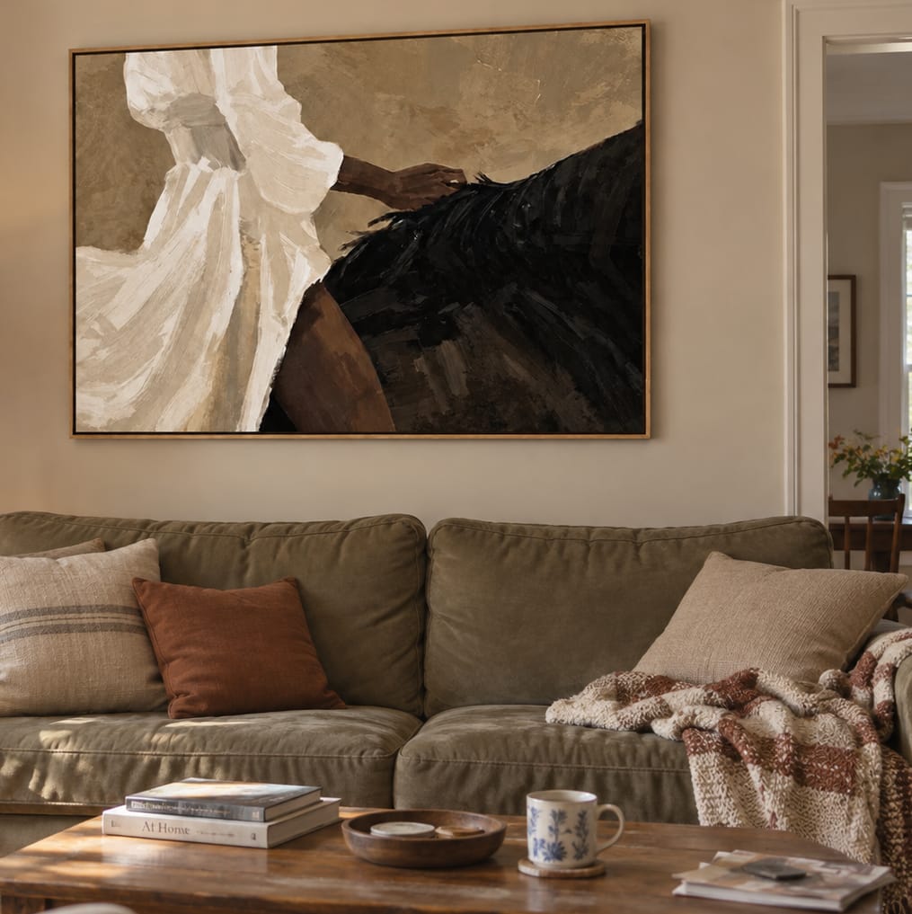 Customer photo review of Ivory Rider-Minimalist Horseback Woman Painting