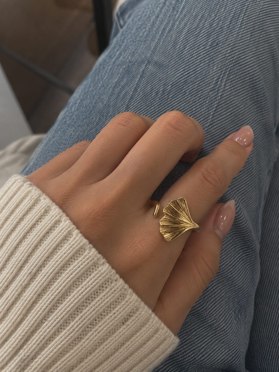 Customer photo review of Ginkgo Leaf Gold Ring