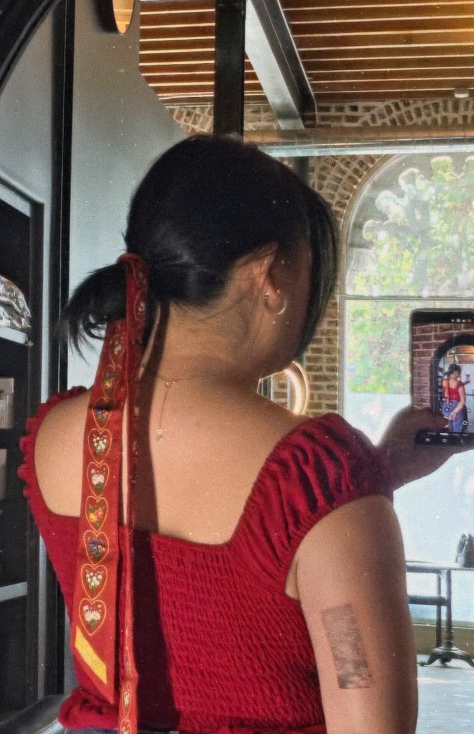 Customer photo review of Valentines Skinny Scarf