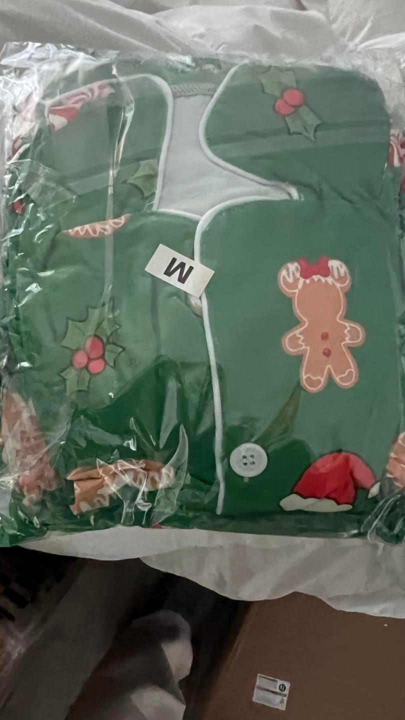 Customer photo review of Spooky Christmas Print Women's Satin Pajama Set – Long Sleeve & Pants