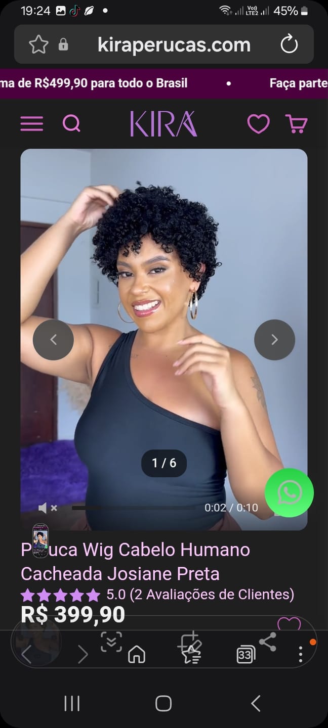 Customer photo review of Peruca Wig Cabelo Humano Cacheada Josiane Preta