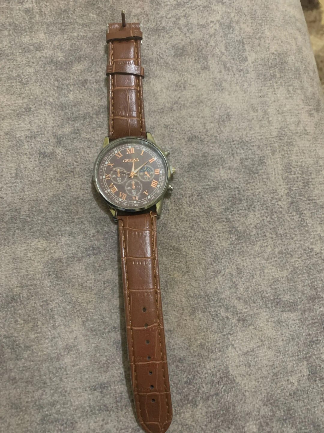 Customer photo review of Roman Numeral Leather Strap Quartz Watch