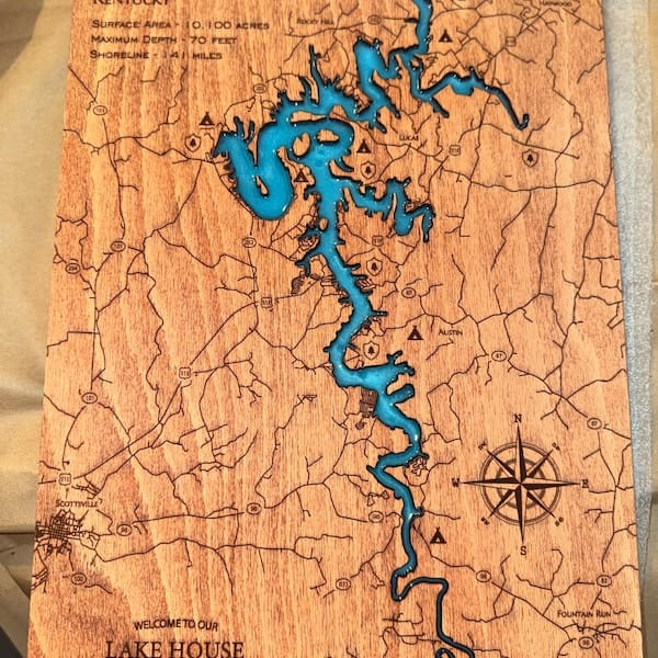 Customer photo review of Custom Lake Maps for Lake House & Cabin Decor