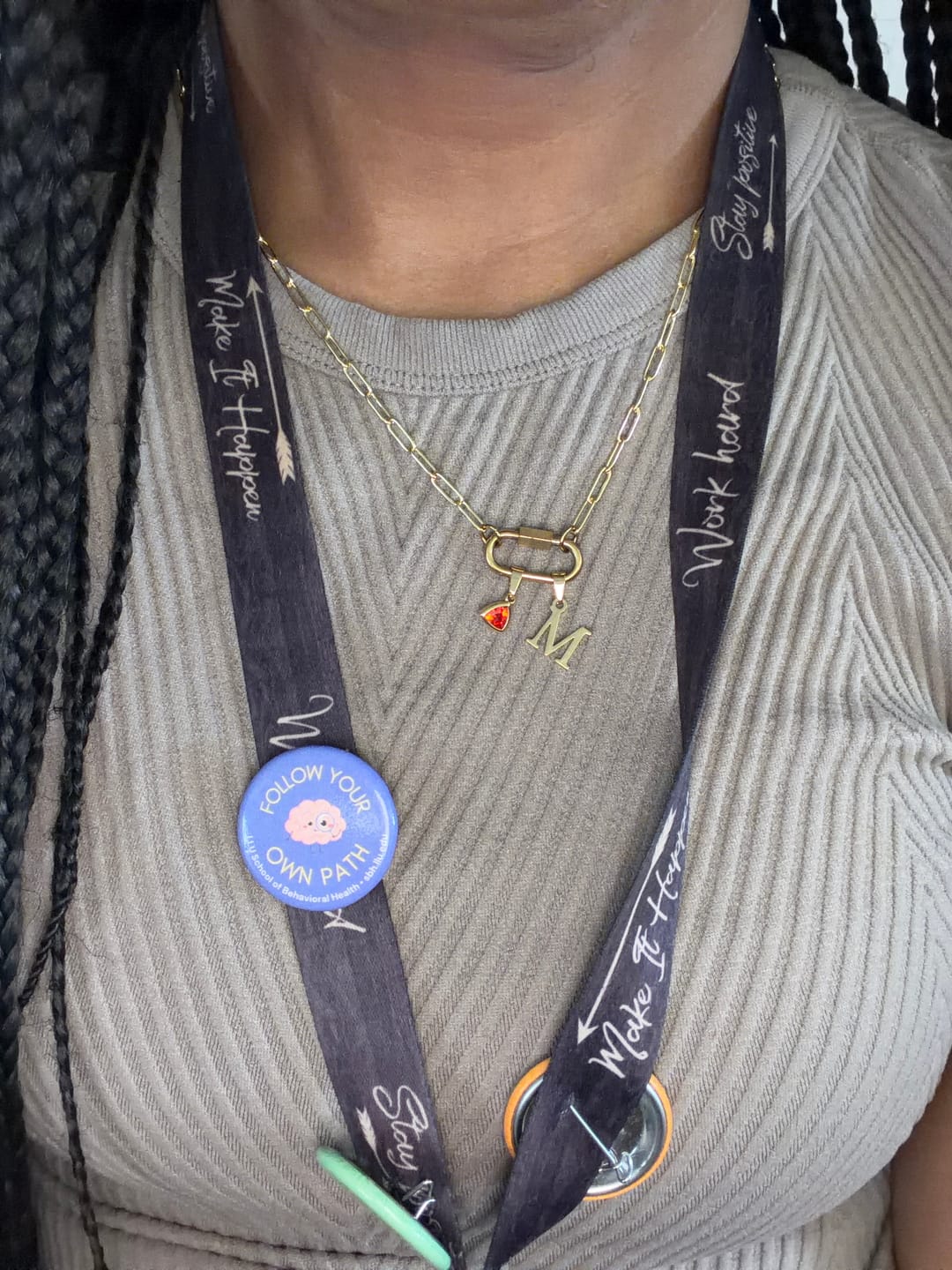 Customer photo review of Initial Birthstone w/ Paper Clip Chain