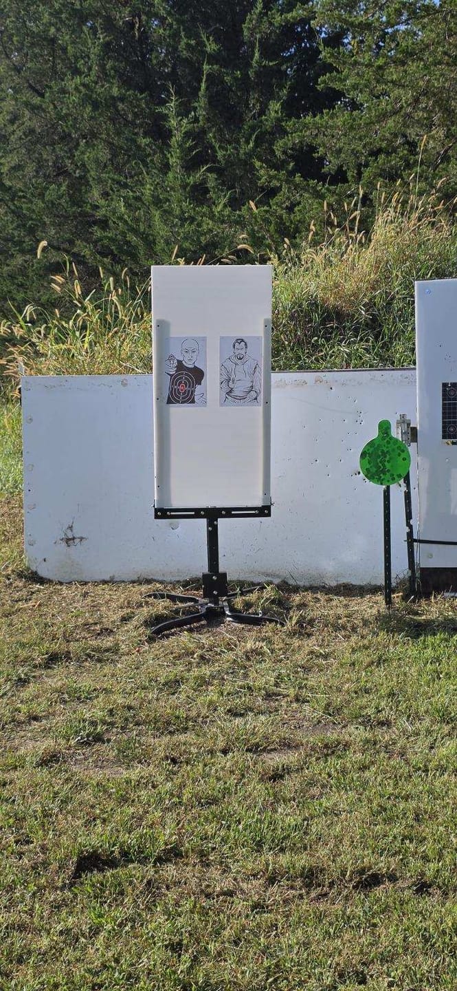 Customer photo review of Adjustable Swinger Target Stand for Paper & Cardboard Silhouette Shooting Target