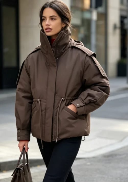 Customer photo review of Mary Oversized Drawstring Waist Puffer Jacket