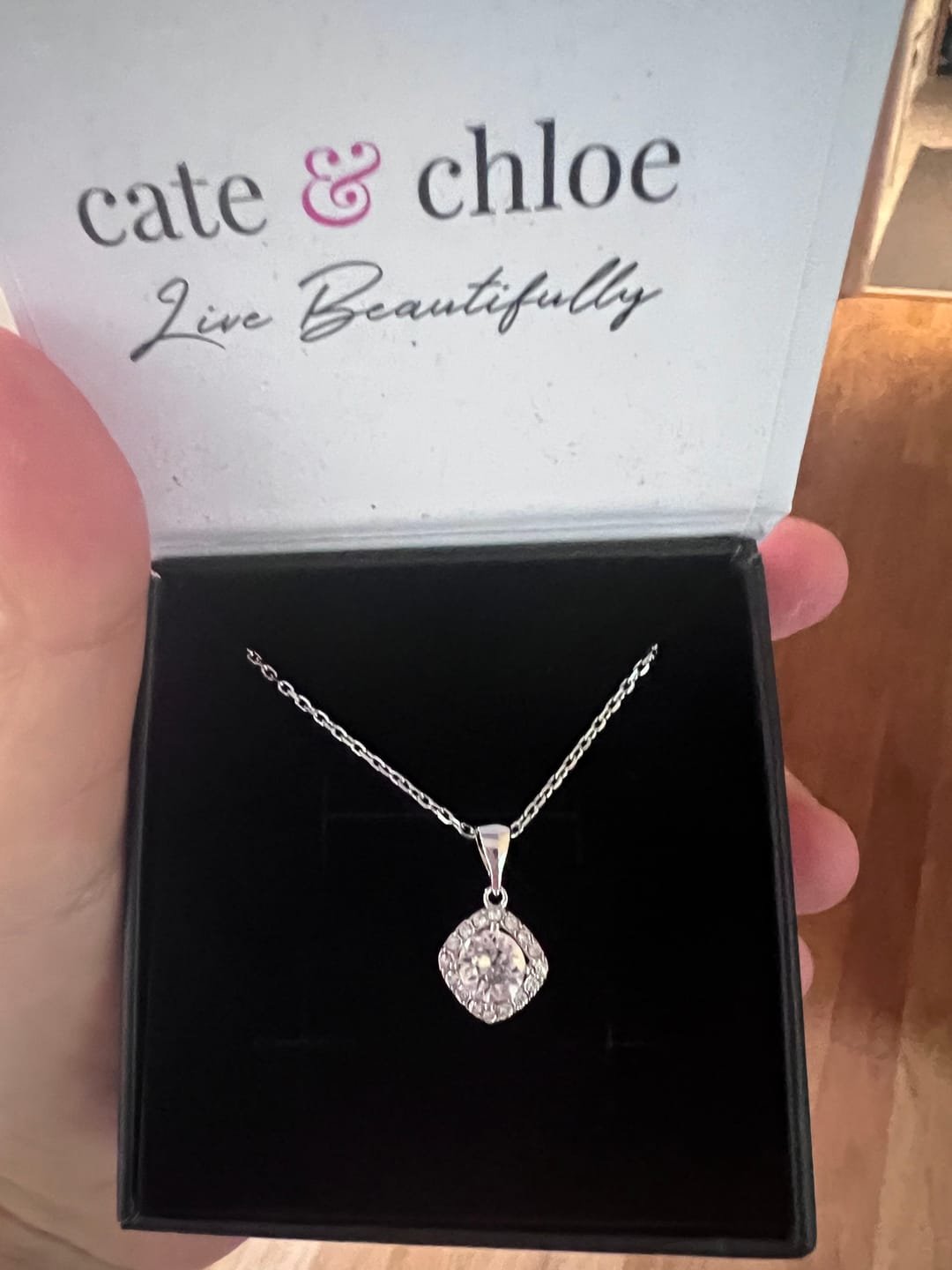 Customer photo review of Celeste 18k White Gold Plated Pendant Necklace with Swarovski Crystals