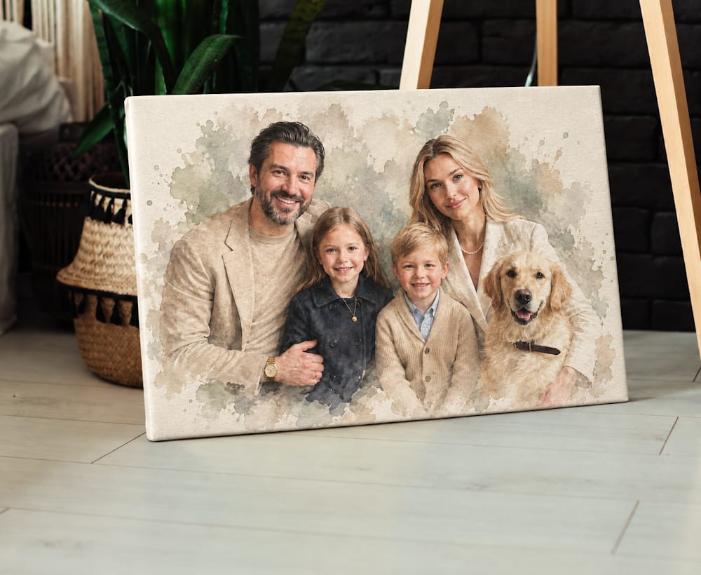 Customer photo review of Personalized Family Portrait – Soft Pastel Watercolor Style