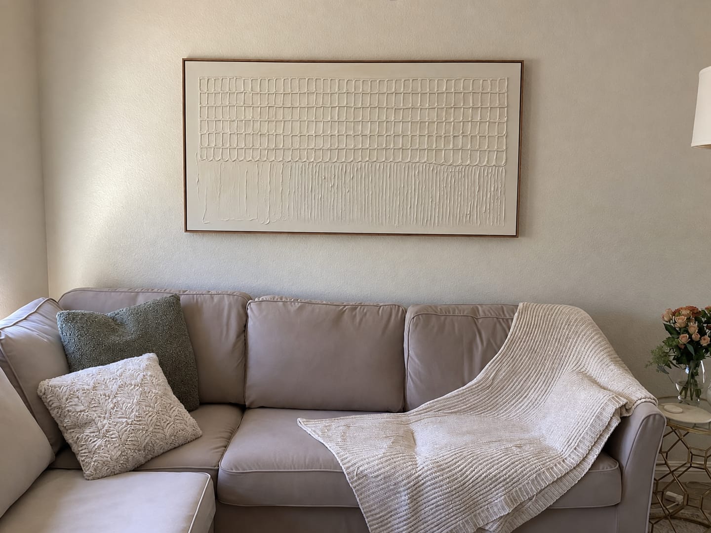 Customer photo review of Beige Minimalist Textured Canvas Art #WM081