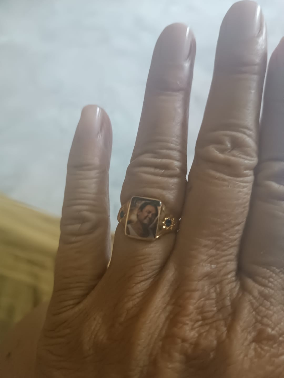 Customer photo review of Personalized Photo Birthstone Custom Ring